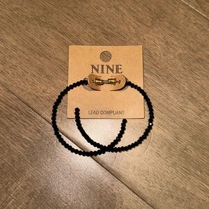 NWT Black Beaded Hoops